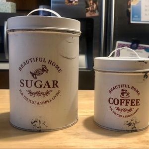 Brand new metal coffee and sugar metal canisters